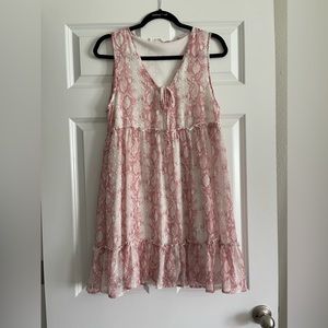 Altar’d State - Pink/White Snakeskin Baby Doll Dress
